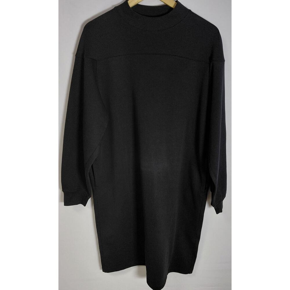 UNIQLO U  Black Long Sleeve Dress Solid Knit Knee Length Women Size L